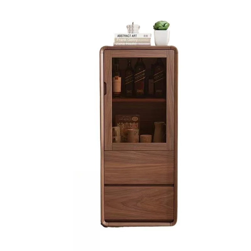 All solid wood side cabinet, living room household, coffee table combination, walnut TV side cabinet