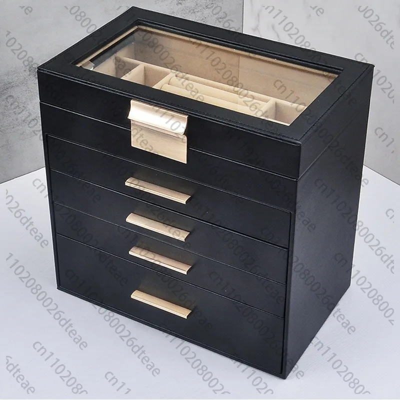 Large Jewelry Box Showcase Bracelets Storage Boxes Ring Holder Jewellery Display Glasses Organizer Leather Jewelry Case Bedroom