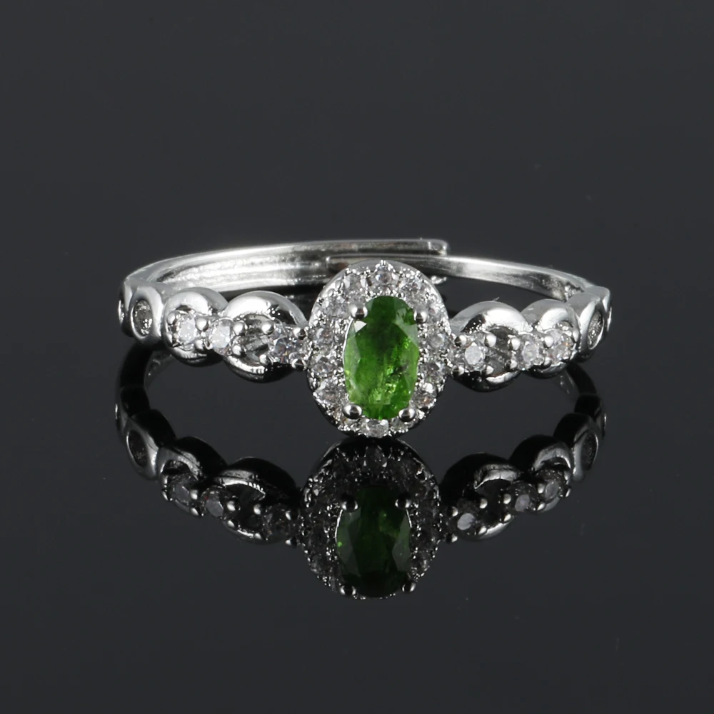 1pc100% natural gemstone tourmaline amethyst adjustable copper-plated 925 silver ring for parties and gifts
