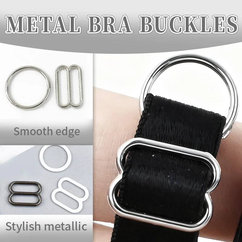 

80Sets 6-15mm O Ring Shoulder Bra Strap Tri-Glide Slider Clasp Bikini Underwear Button Clothes Dress Hook DIY Sewing Accessories