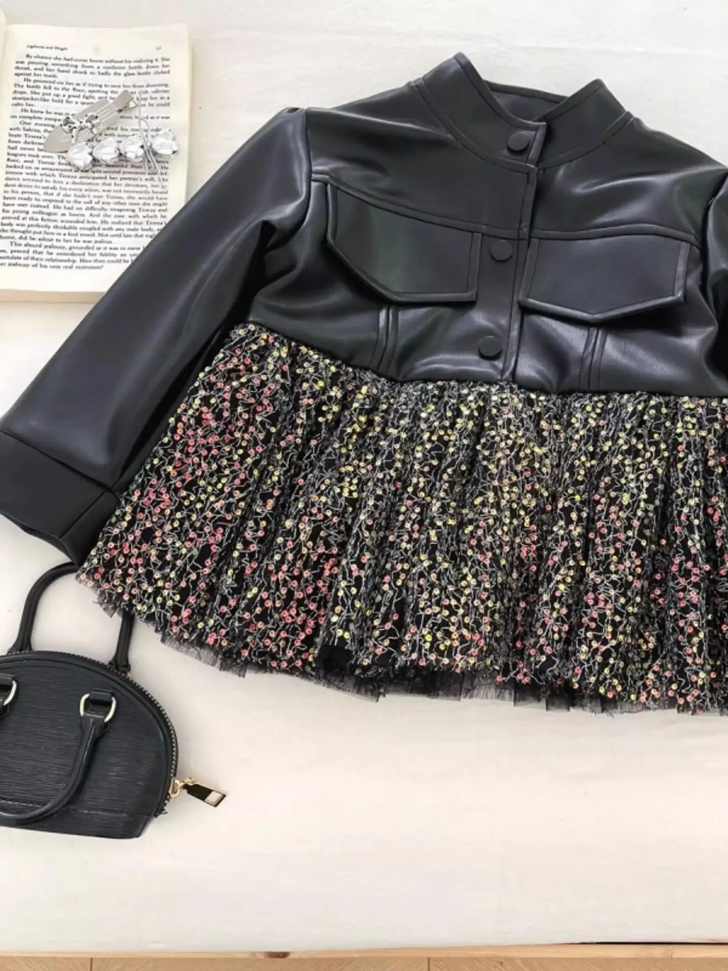 

Весенне-осенний милый крутой кожаный топ Jaet Me Dr Long Sve, модный универсальный топ, модная верхняя одежда, детская одежда...