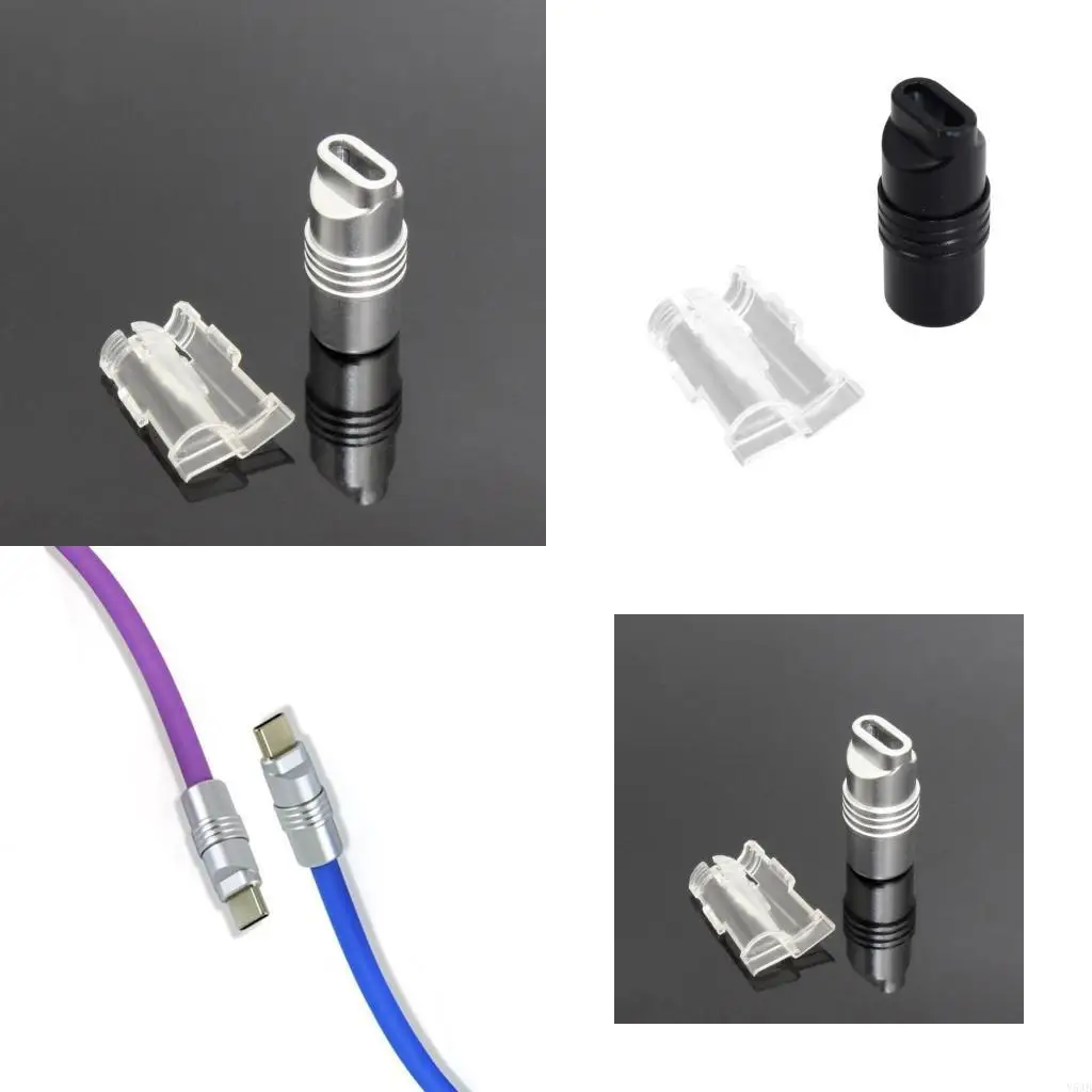 

Y5JB Алюминиевый сплав тип C Крышка заглушки C 6 мм отверстия USB C Shell для кабеля DIY Data