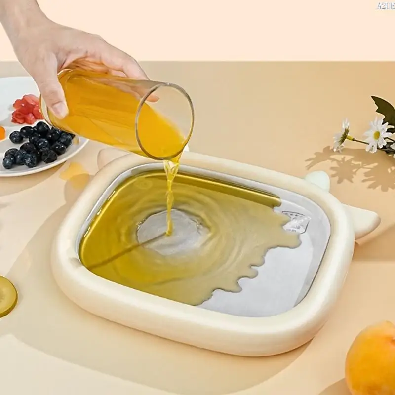 

A2UE Portable Small Home Ice Cream Machine Without Electricity Stainless Steel Fried Yogurt Machine Freeze Plate Enduring