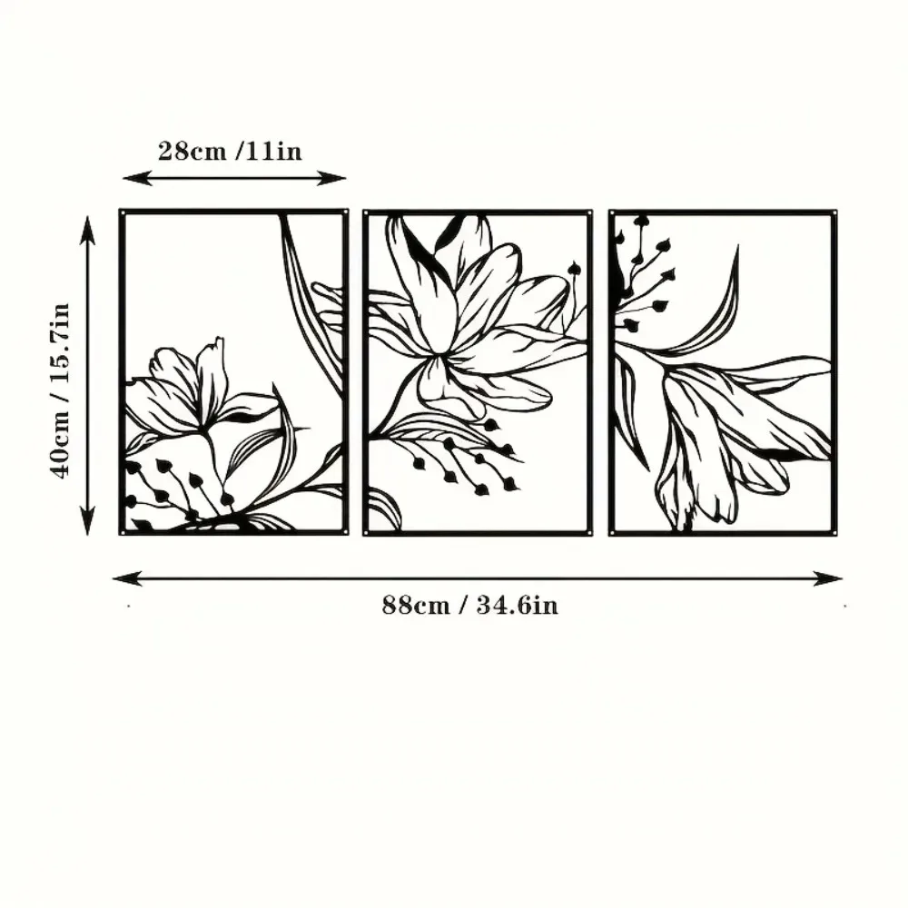CIFBUY Iron Wall Art Minimalist Floral Metal Decor Waterproof Home Hanging Ornament