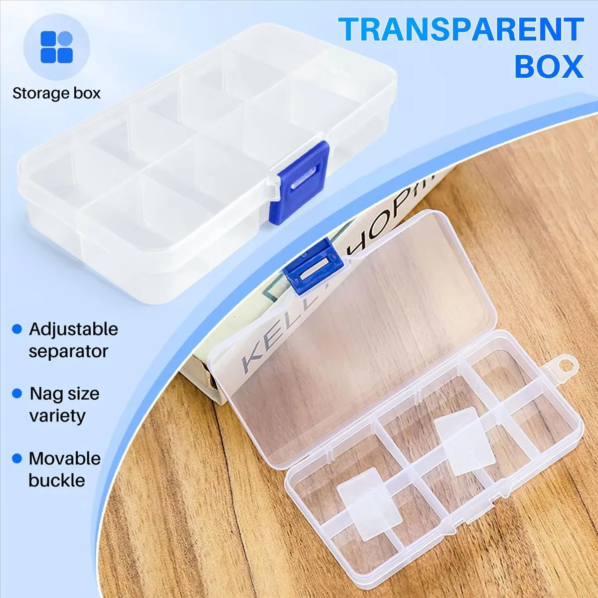 Transparent 10 Compartments Plastic Storage Box Organizer Case for Jewelry Beads Electronic Parts Screws Small Accessories