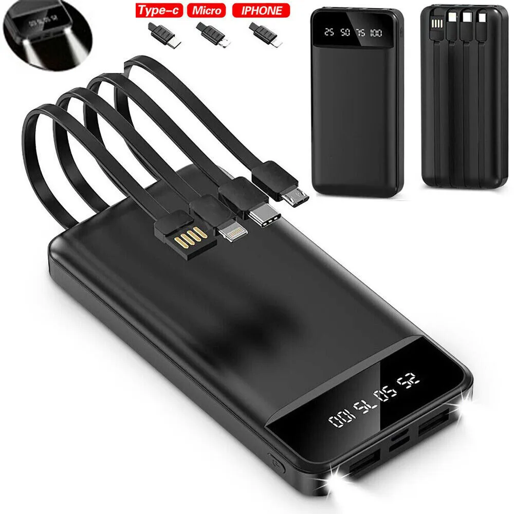 30000Mah High-Capacity Power Bank, Supports Fast Charging, Equipped with 4 USB Ports, Suitable for Mobile Devices, UK Standard.