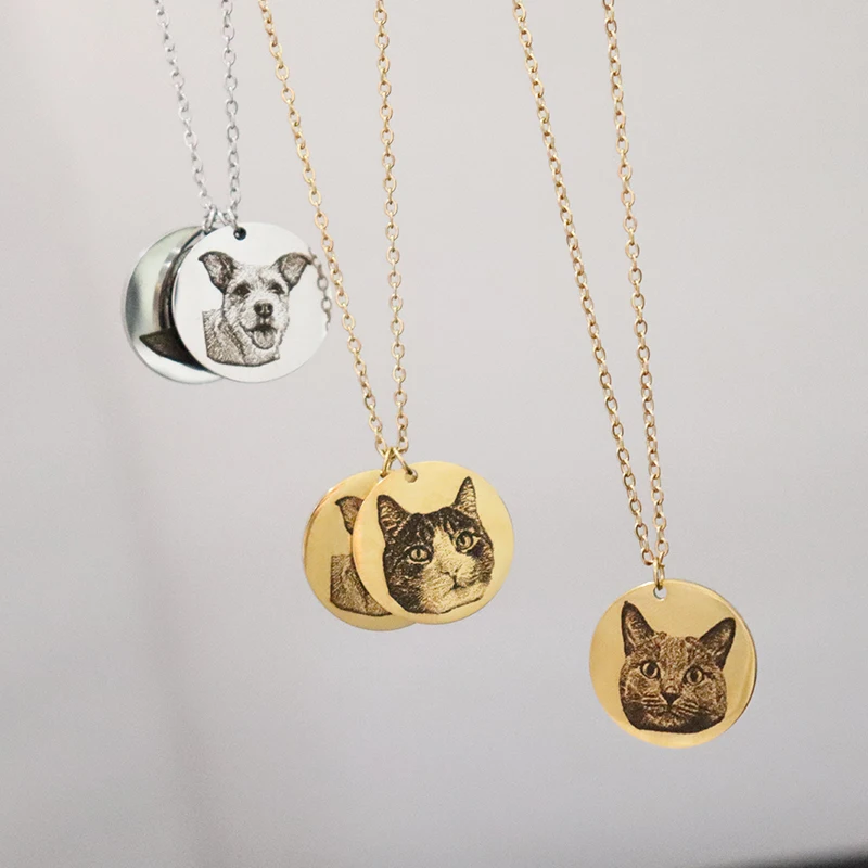 Custom People Portrait Necklace Human Picture Pendant Personalized Gift Handmade Jewelry Disc Name Person Engraved Birthday Gift