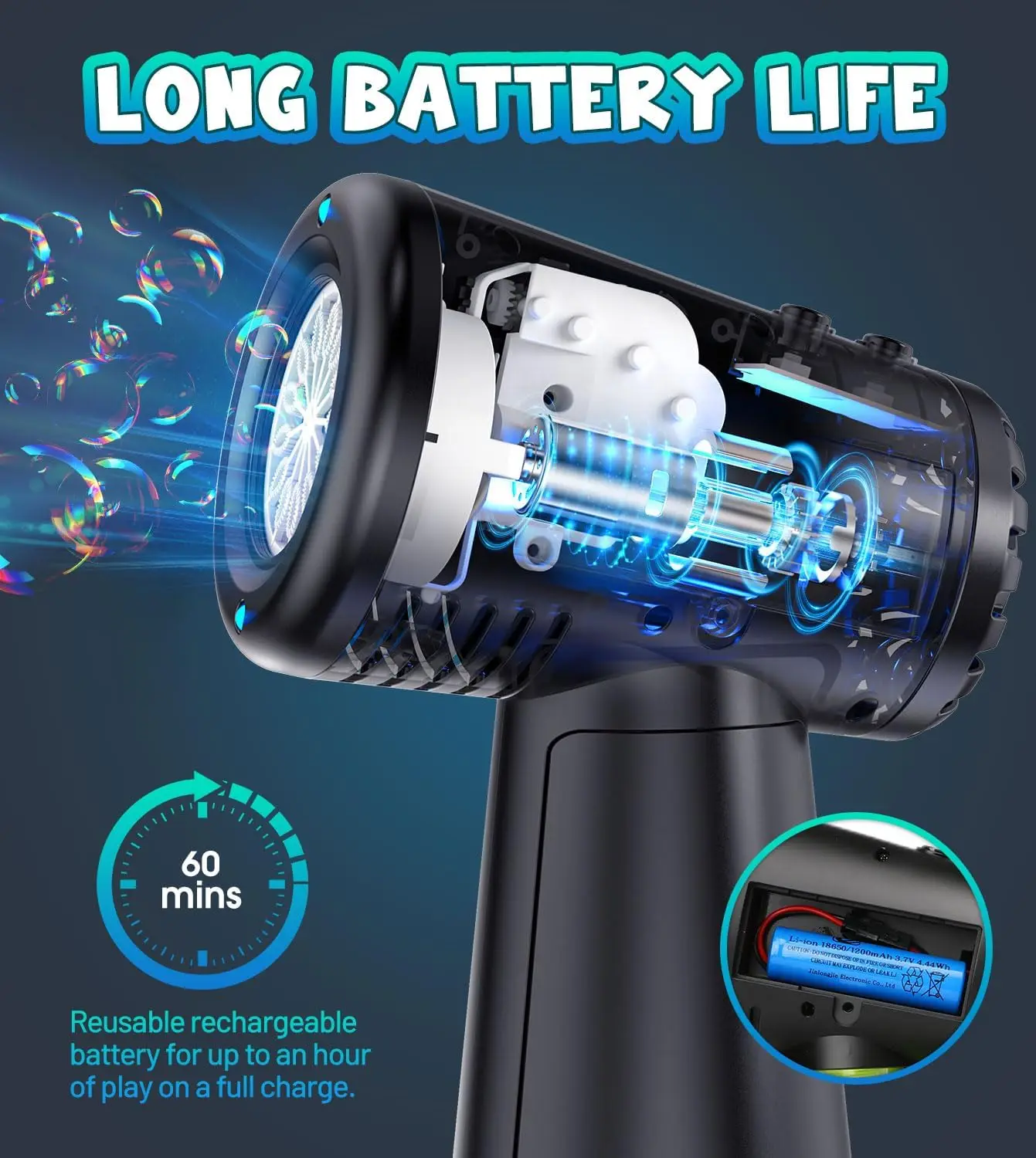 Bubble Machine Blower for Kids Toddlers, Rechargeable Battery(include),Automatic 90°/180° Rotating,20000+ Bubbles Per Minute