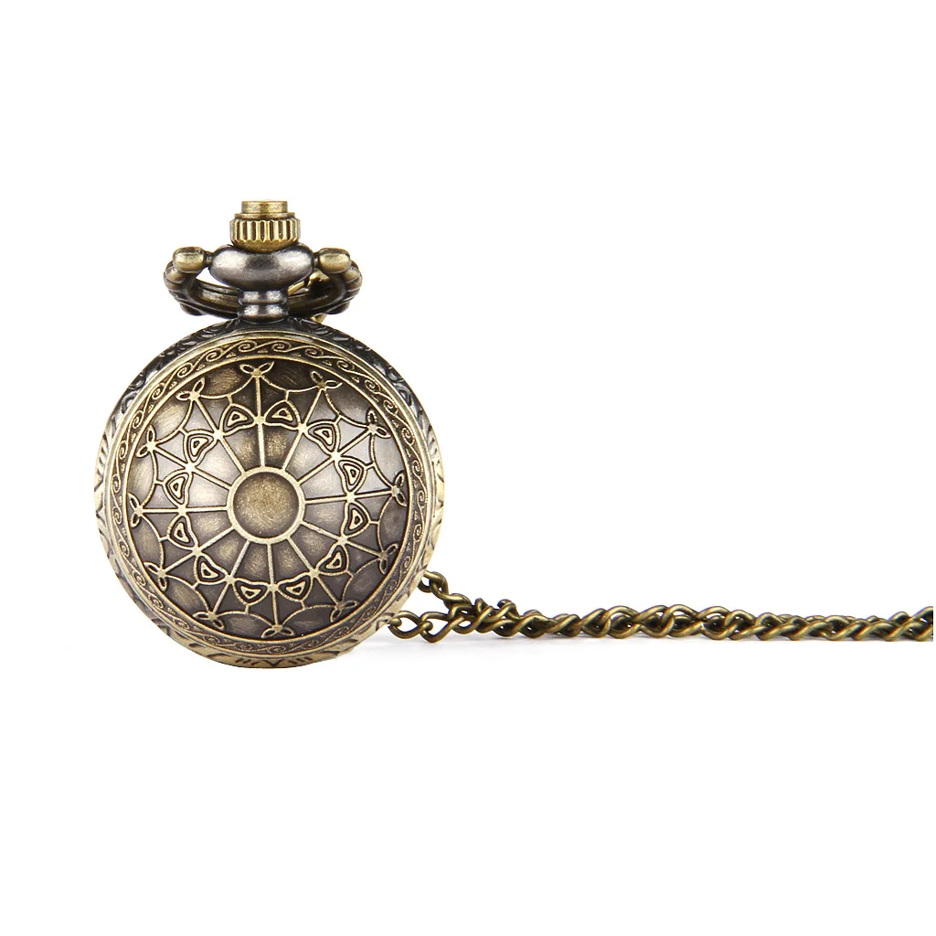 Orologio da tasca al quarzo con pallina piccola Vintage carino per uomo donna cassa in bronzo collana con ciondolo a catena Fob orologio per collezione regalo per bambini