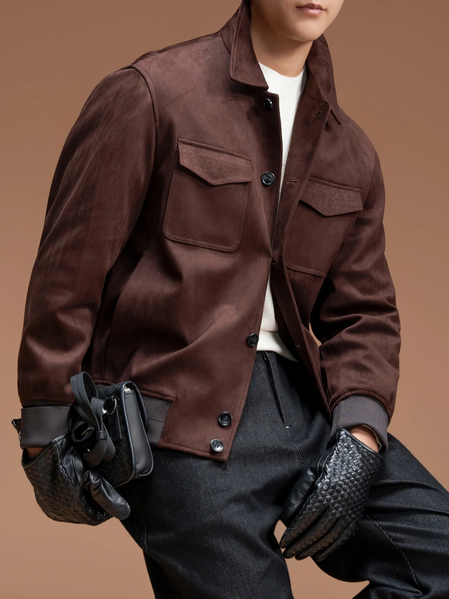 

Осенняя новая мужская верхняя куртка, однотонная простая модная трендовая повседневная куртка с лацканами и карманами