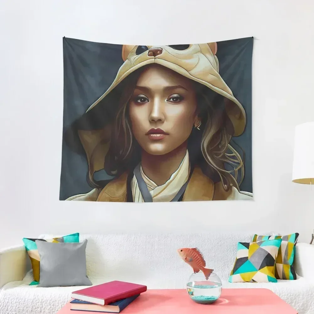 Jessica Alba, In a komainu Hooded trenchcoat Tapestry Home Decorators Decor For Bedroom Tapestry