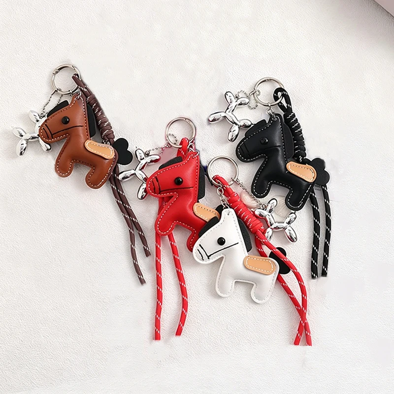 Women's Bag Charm Decoration Cartoon Rocking Horse Women's Leather Charm Bag Charm Key Chain Cute Balloon Dog Bag Accessories Gi
