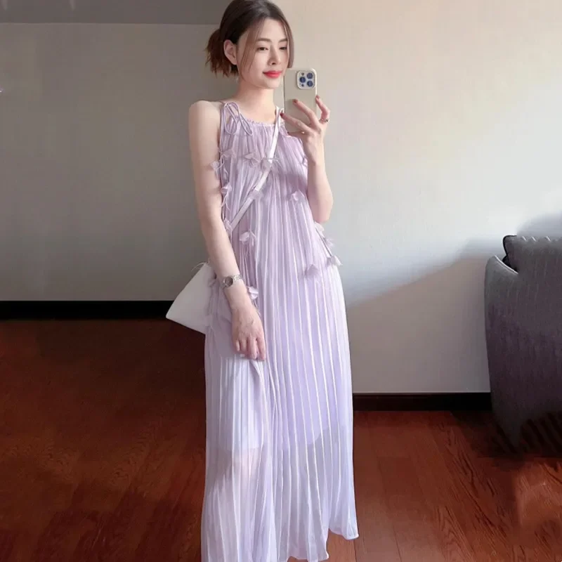 Spring and summer Korean version new three-dimensional flower fashion suspender slim fit dress