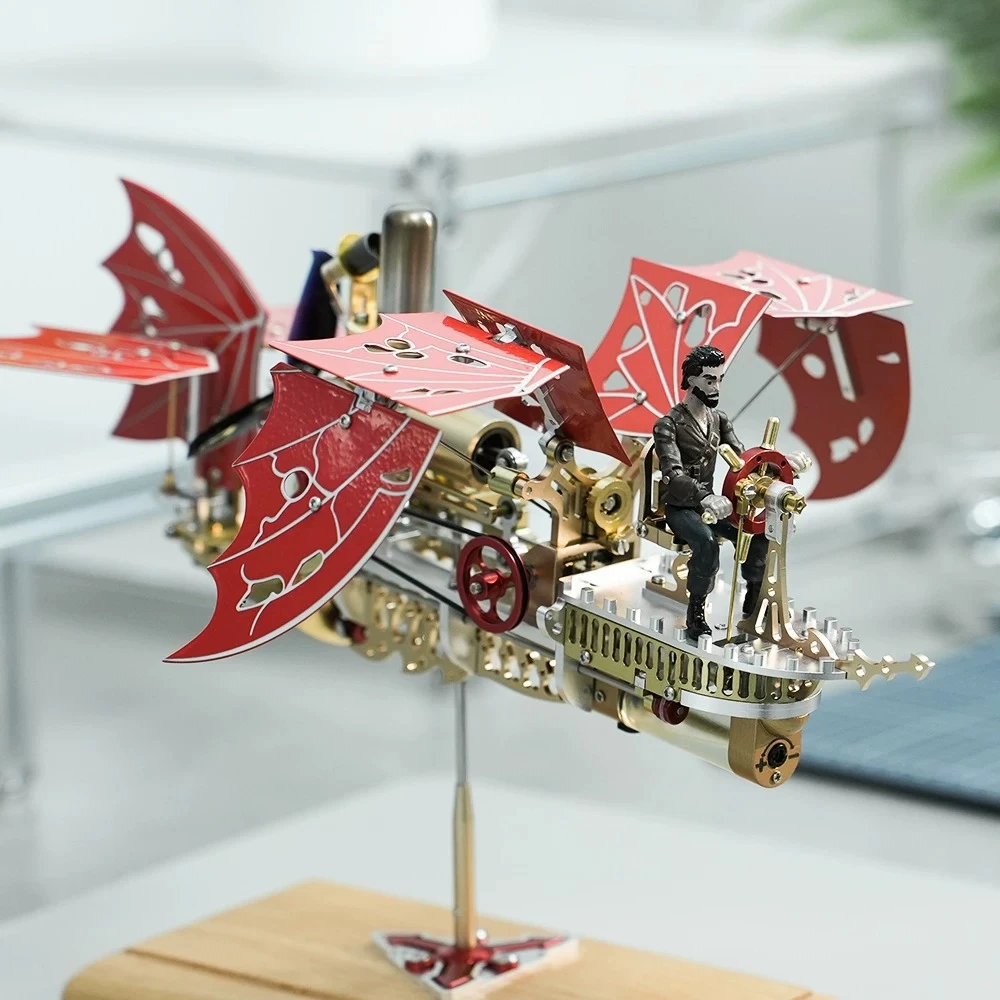 Assemble it yourself Steam Engine Metal Construction Functional Stirling Engine  Steampunk Dragon Wing Airship Model Toy
