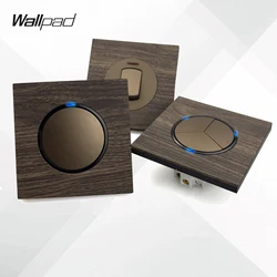 Wallpad Aluminum Panel 1 2 3 4 Gang Crossover Pass Through Impulse Momentary Switch LED Indicator Wooden Wall Light Switch