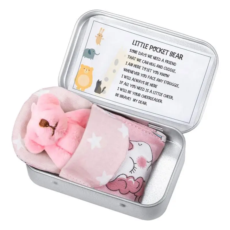 Pocket Bear Tin Mini Bear Pocket Toys Gift Stress Little Day Plush Buddy - Bear Lush Mini Bear Doll Children's Tin Box Doll