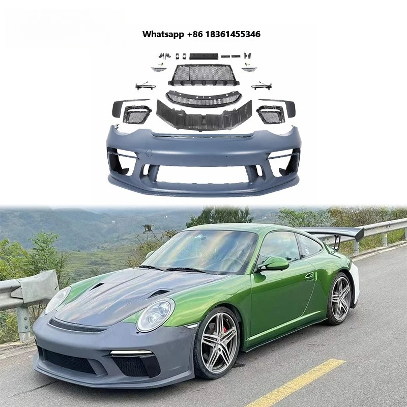 For 997 Upgrade To 991.2 Style Front Bumper Facelift PP Material H High Quality Premium Car Accessories Tuning Body Kit