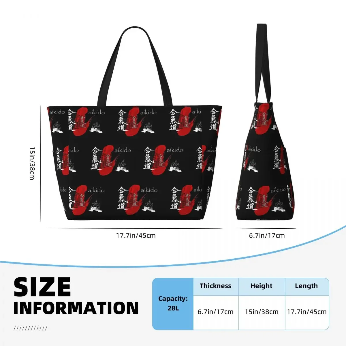 

Aikido Red Stroke - Martial Arts Design Art Beach Tote Bag Sport Gym Yoga Duffle Large Tote Bag Women Travel Bag Fitness bag