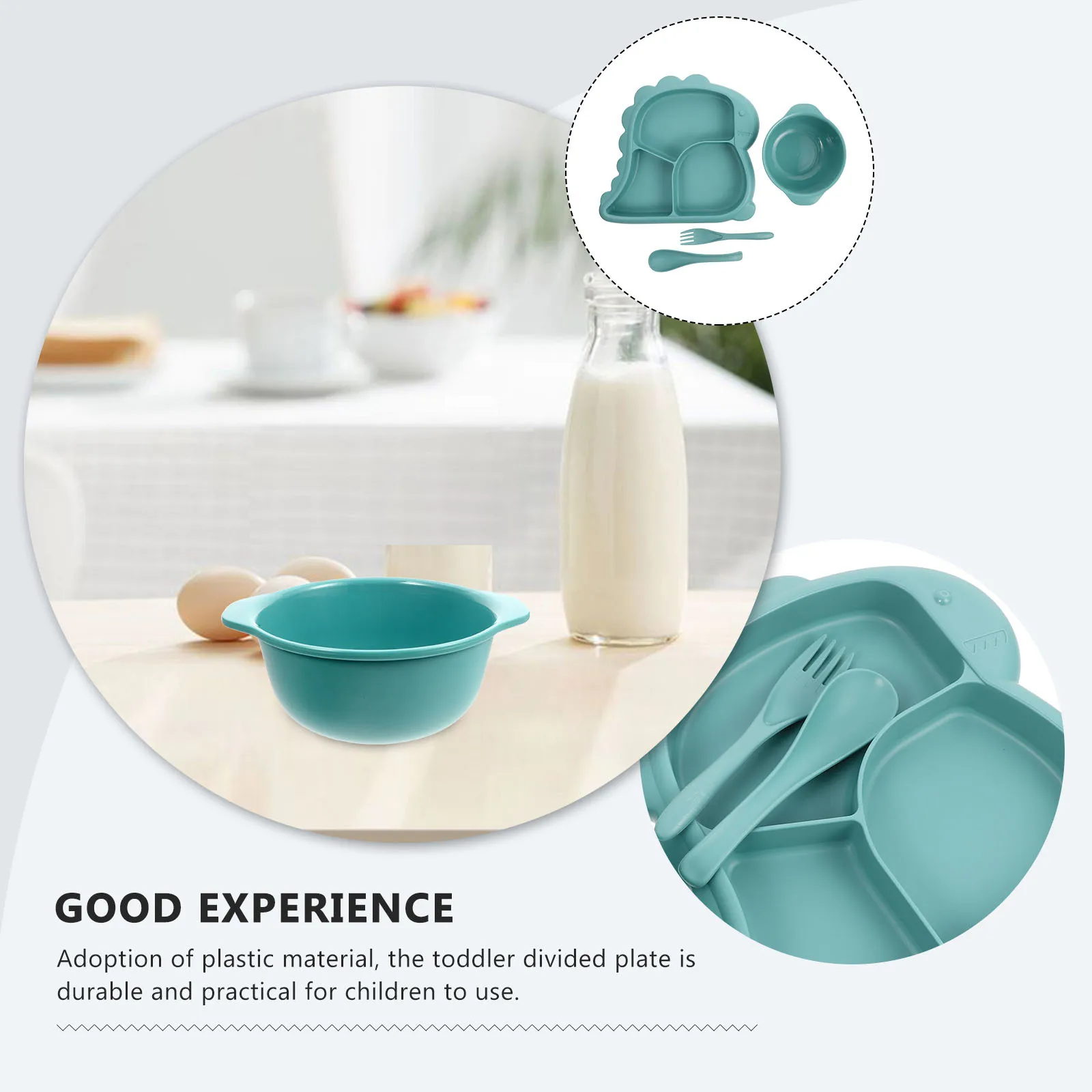 

1Set Plate and Bowl Set Dinosaur Divided Tableware Cute Design Dishwasher Safe Resistant to Break