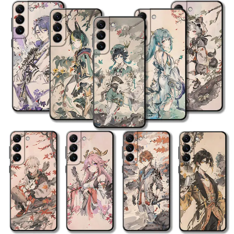 Genshin Impact Game Barbatos Kazuha Case For Samsung Galaxy S24 S23 S22 S21 S20 FE Ultra S10 Plus Note 20Ultra 10Plus Cover