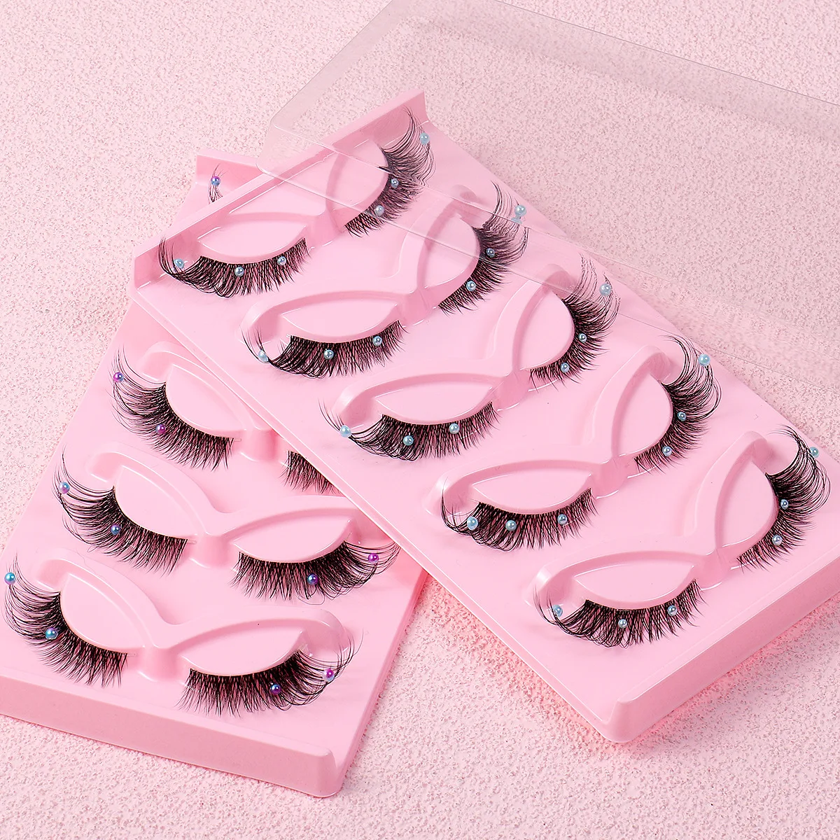 Faux Mink Fox Eye Lashes, Fofo Fairy Cat Eye Lashes, Extensões de Cílios Falsos, Cílios Falsos Spiky, Decoração de Palco, 5 Pares