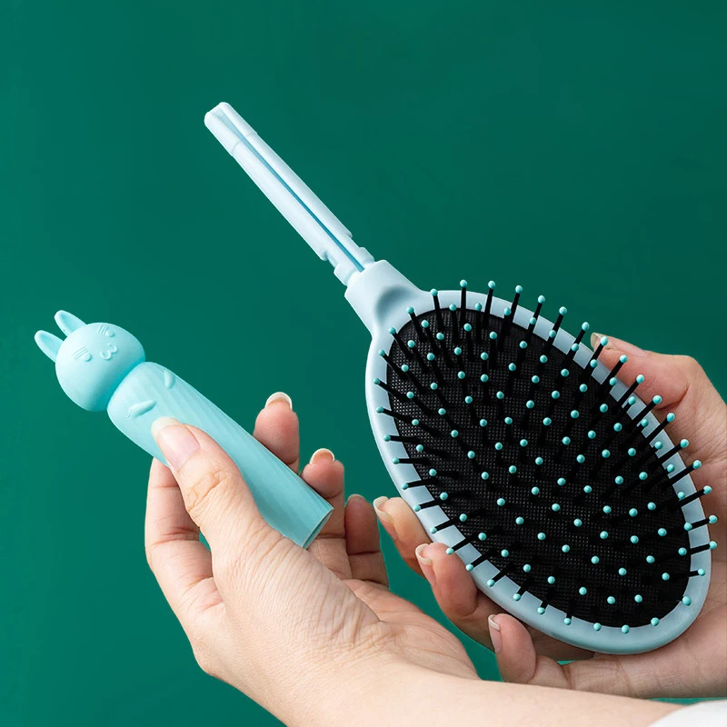 Peine con cojín de aire de dibujos animados de doble capa de silicona, anudado y peine de masaje antiestático, especial para pelucas de cabello real, 1 ud.