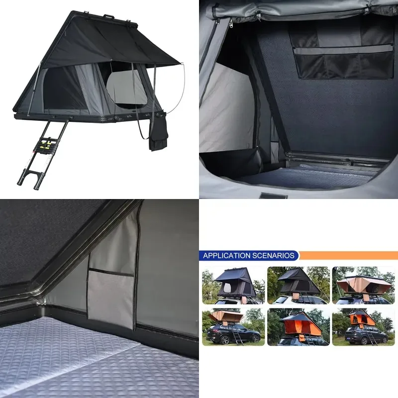 Automatic Folding Triangle Aluminum Hard Top Tent 4 Seasons Single Layer Waterproof One Bedroom One Living Room