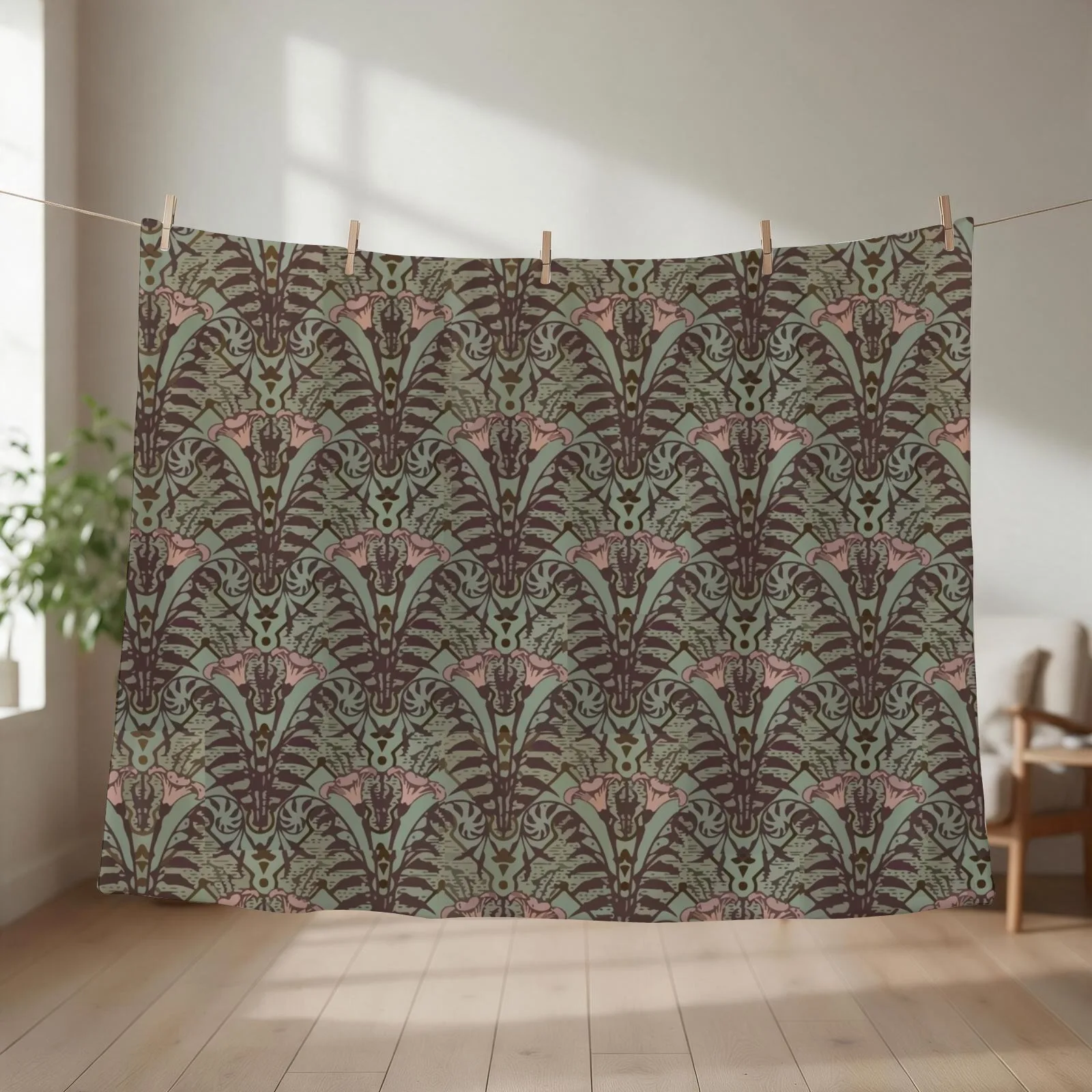 Mansion Foyer Wallpaper Throw Blanket couch cozy soft plush fuzzy picnic outdoor blanket