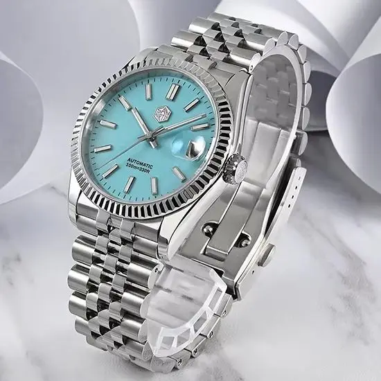 San Martin Men Automatic Watch Pilot 36.5MM Mechanical Wristwatch Sapphire Mirror 10Bar Waterproof BGW-9 Luminous PT5000 SW200