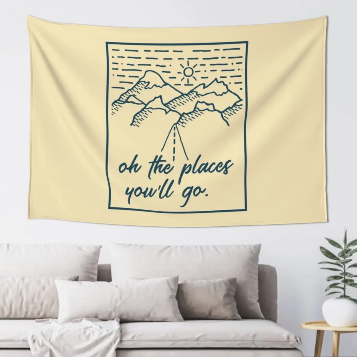 

Oh The Places You'll Go - Travel Badge Tapestry Mushroom Home Decor Aesthetic Tapestry