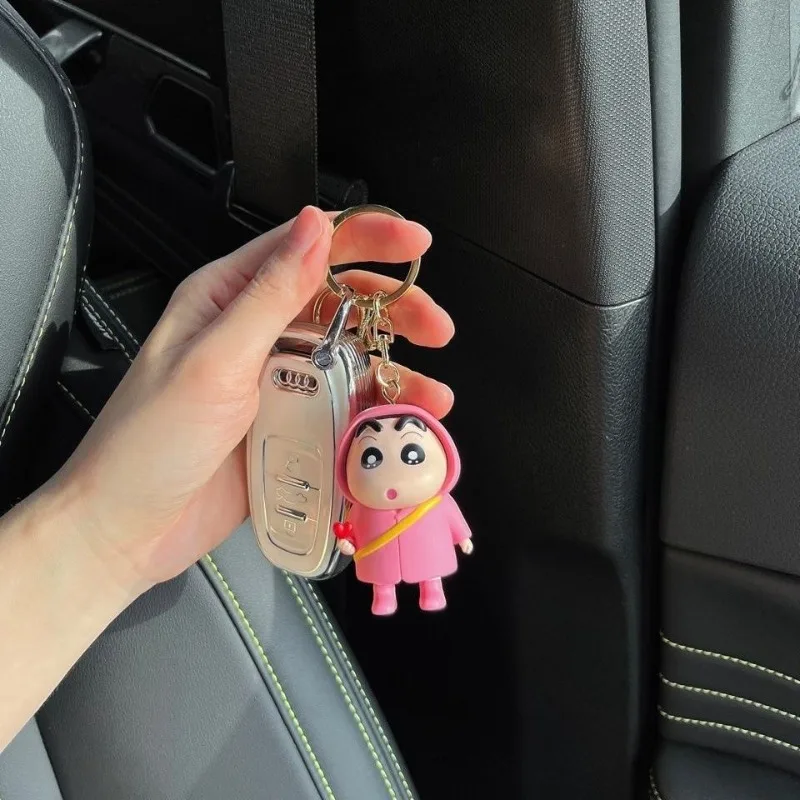 Authentic Crayon Shin-chan Raincoat & Schoolbag Series Keychain – Cute Cartoon Car Key Ring, High Visual Appeal