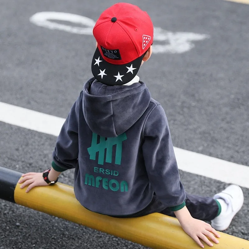 

2025 Boys' Fleece Hoodie Set - Winter Warm Reversible Baby Toddler Outfit