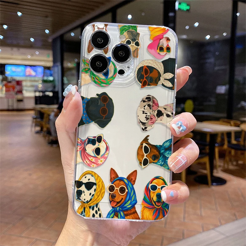 

Personality Cool Sunglasses for Puppy Phone Case for IPhone Air 17 Pro Max 16 Plus 15 14 13 12 11 Pro Max Trend Soft Back Cover
