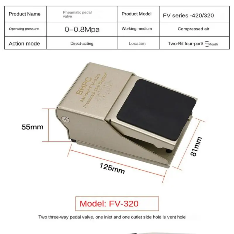 

Pneumatic Foot Valve 4F210-08L/4F210-08G Pedal Foot Switch Valve FV320 Cylinder Control Valve Reversing Valve