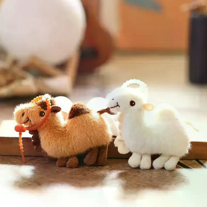 Porte-clés chameau en peluche, 1 pièce, joli Animal en peluche, pendentif de sac, décoration de sac d'école, breloque pour Couple, cordon de serrage