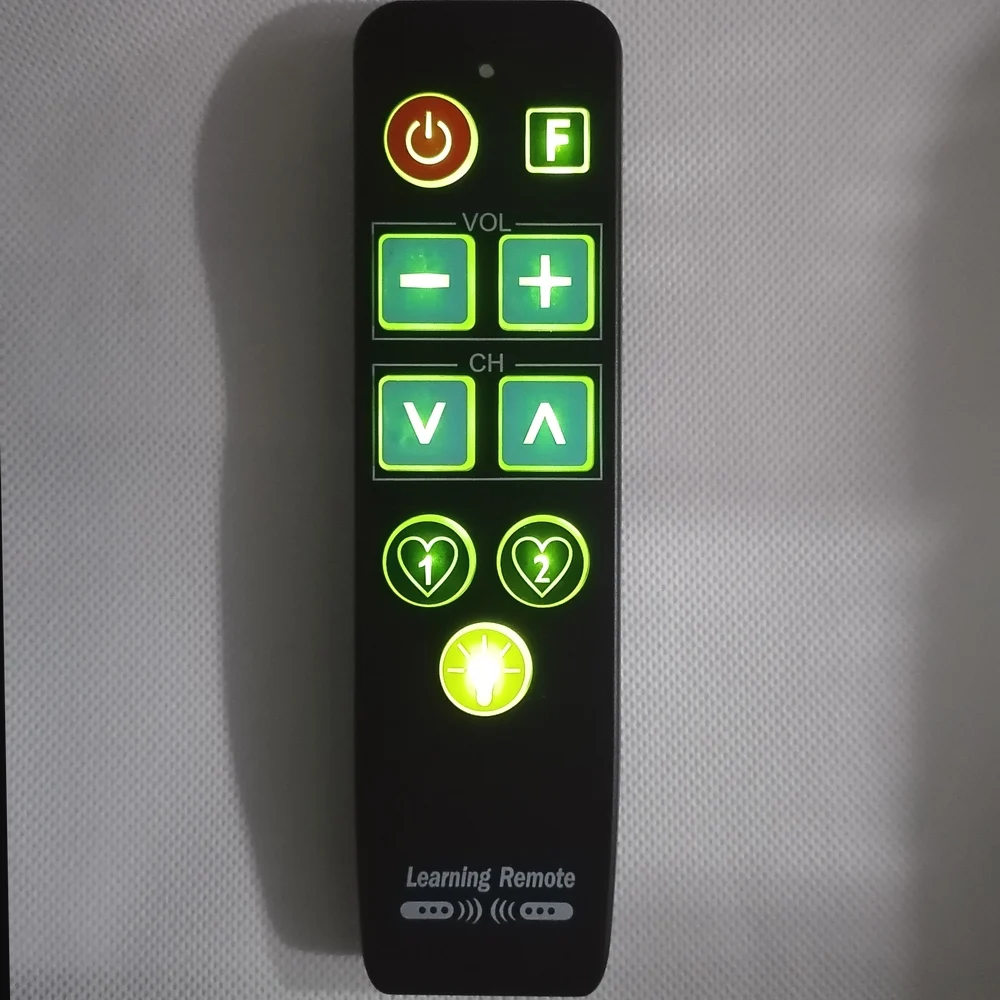 Learn Remote Control with Backlit 9 Big Buttons Remot Controller Easy For Old People work for TV VCR STB DVD DVB BOX,