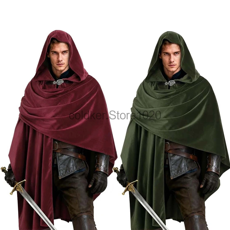 جديد فارس القرون الوسطى تأثيري هود عباءة عصر النهضة خمر القراصنة وشاح شال للرجال النساء هالوين موضوع حفلة الزي