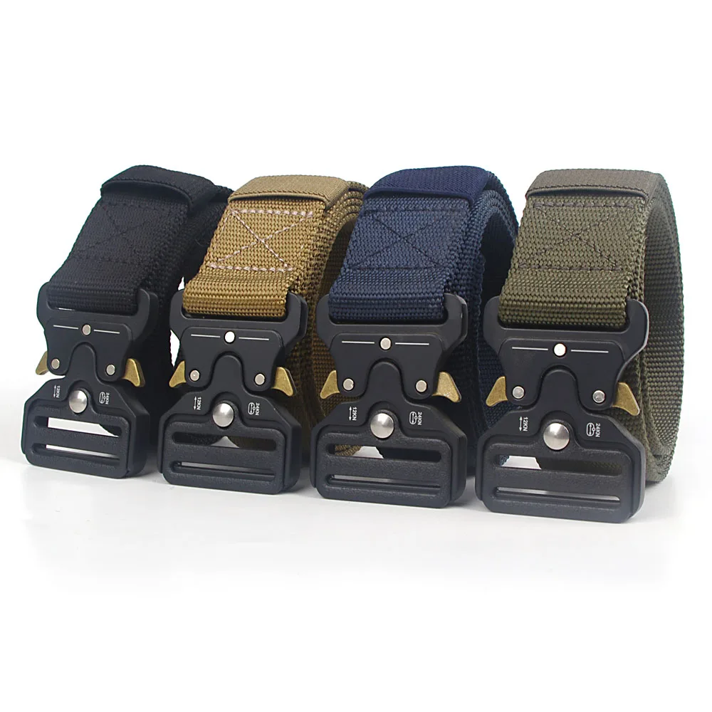 Classic Outdoor Tactical Belt Quick Release Buckle Unisex Nylon Canvas Military Training Belt Men High Quality Designer Belts