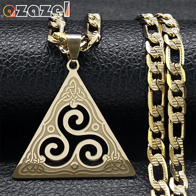 Stainless Steel Spiral Necklace for Men Viking Witch Celtic Knot Triskele Wicca Supernatural Necklaces Jewelry Gifts N7062S08