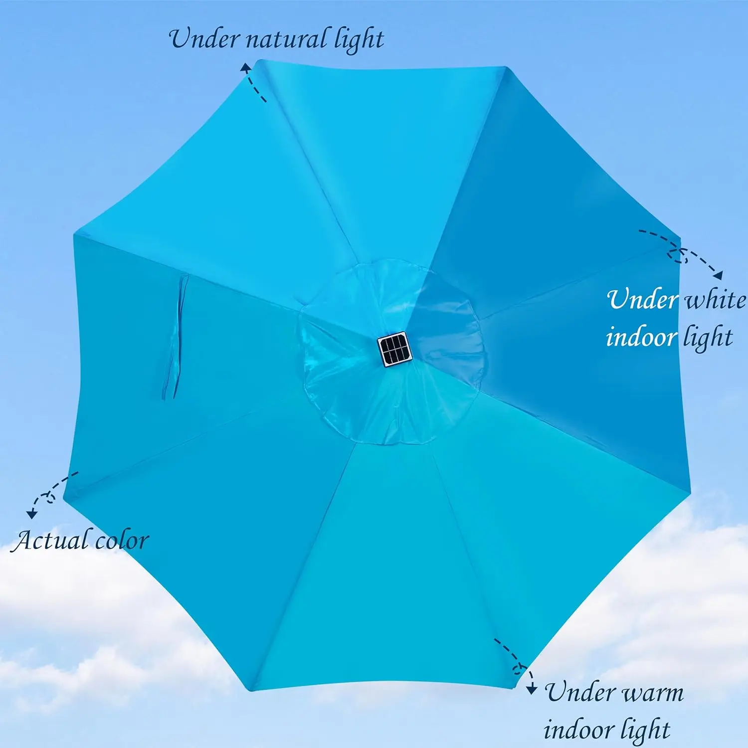 9 ft Solar Umbrella, 32 LED Lighted Patio Umbrella, Table Market Umbrella, Outdoor Umbrella for Garden, Deck, Backyard