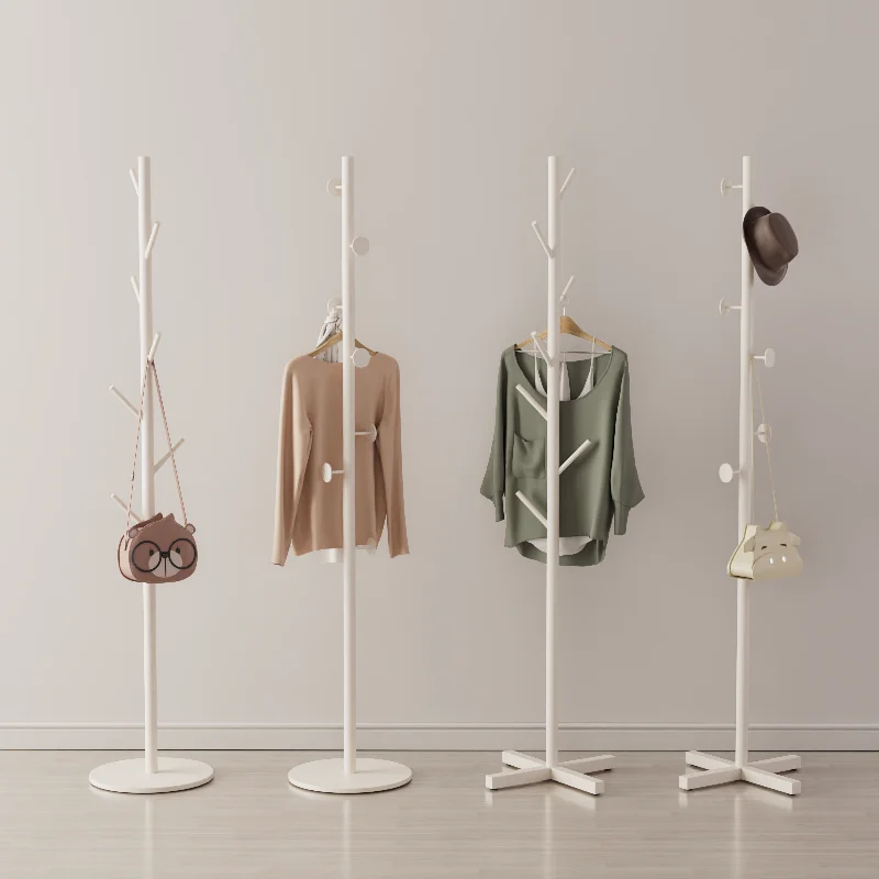 Clothes Hanger Floor Standing Light Luxury Rock Plate Clothes and Hat Hanger Iron Art Bag Storage Racks Cream Style Coat Racks