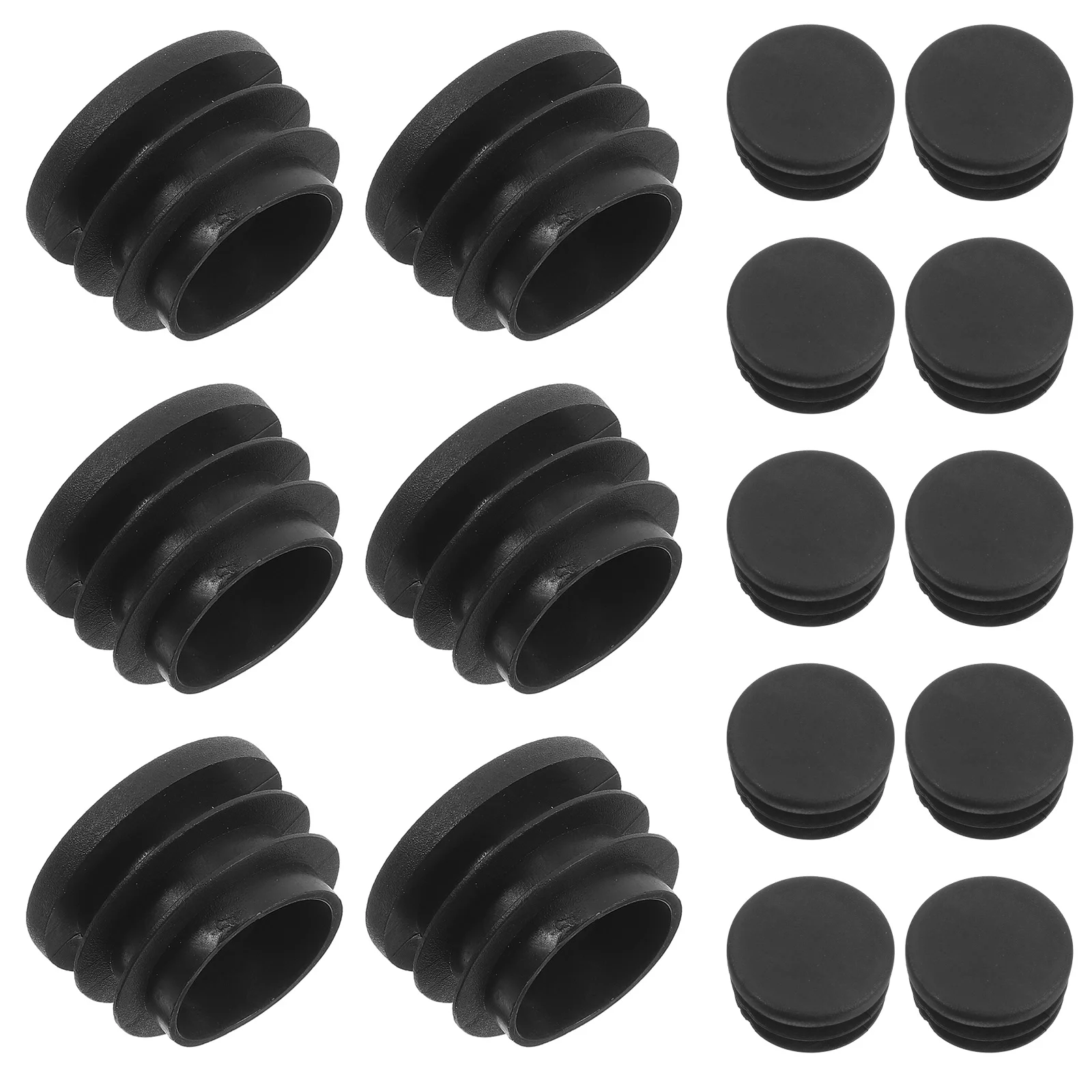 

30Pcs Stainless Steel Round Tube Inserts Chair Leg End Caps Furniture Protection Caps Plastic Hole Plugs Black