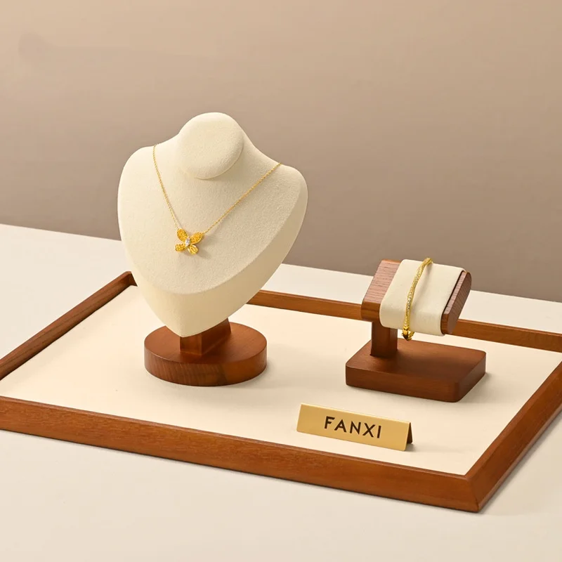 Necklace Display Stand Solid Wood Ultra-Fine Necklace Model Neck Of Human Figure Stand Pendant Display Frame Neck Membrane Stand