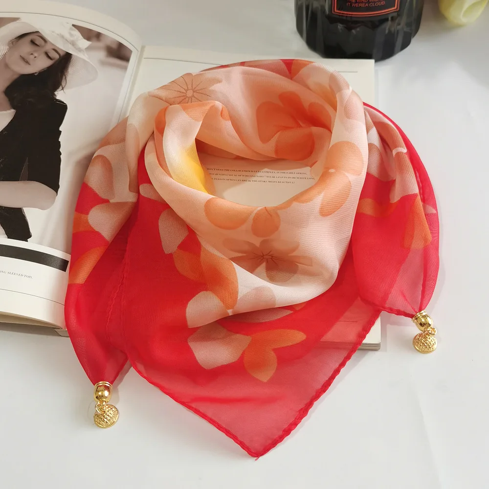 Neue Mode Magnetische Schnalle Schal Dünnen Schal Dekorative Chiffon Quadrat Sonnencreme Hals Abdeckung frauen Schals Party Geschenk – Detail 2