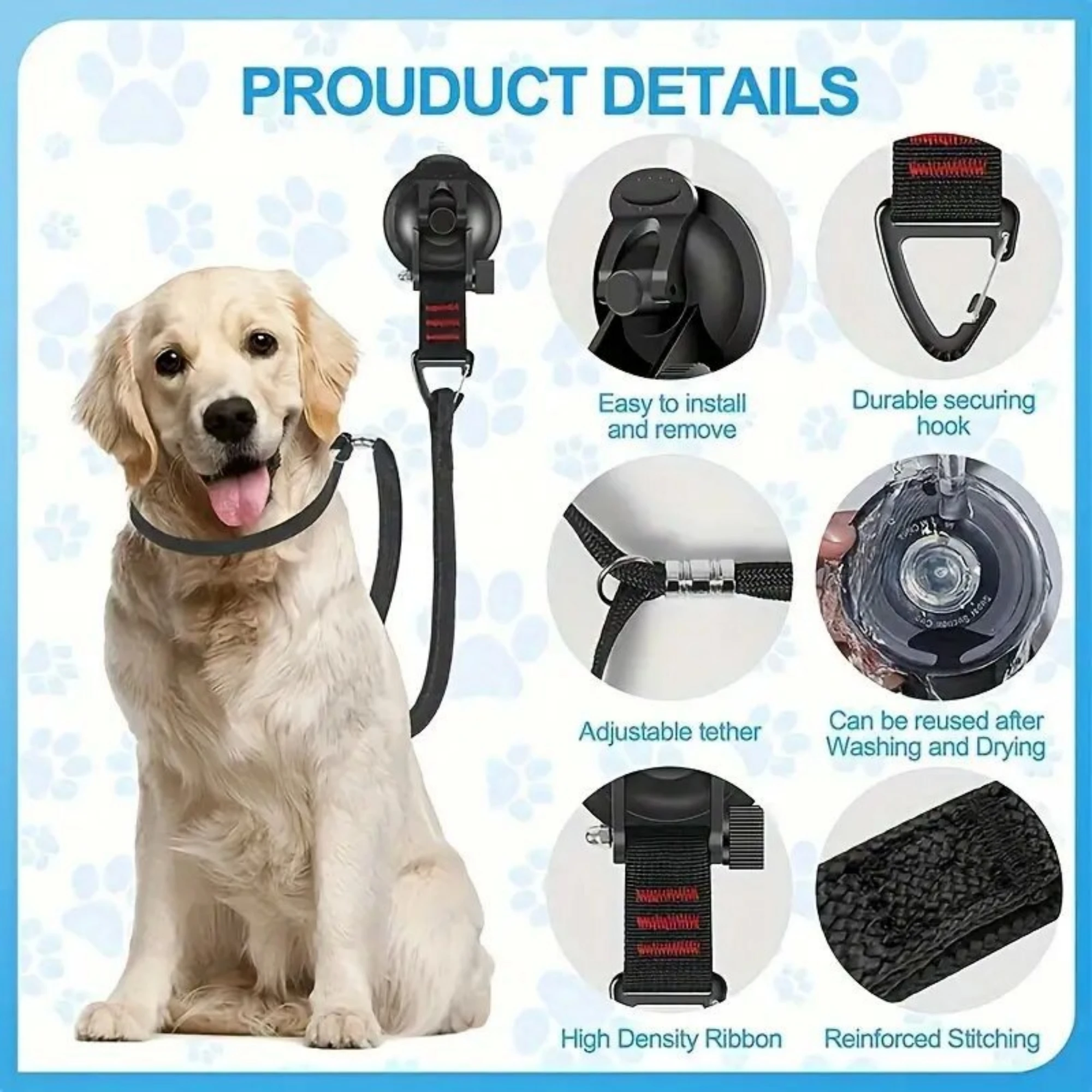 Pet Grooming Loops Dog Bathing Fixer Traction Rope Pet Cat Noose Dog Beauty Table Sling Adjustable Restraint Suction Cup Hook