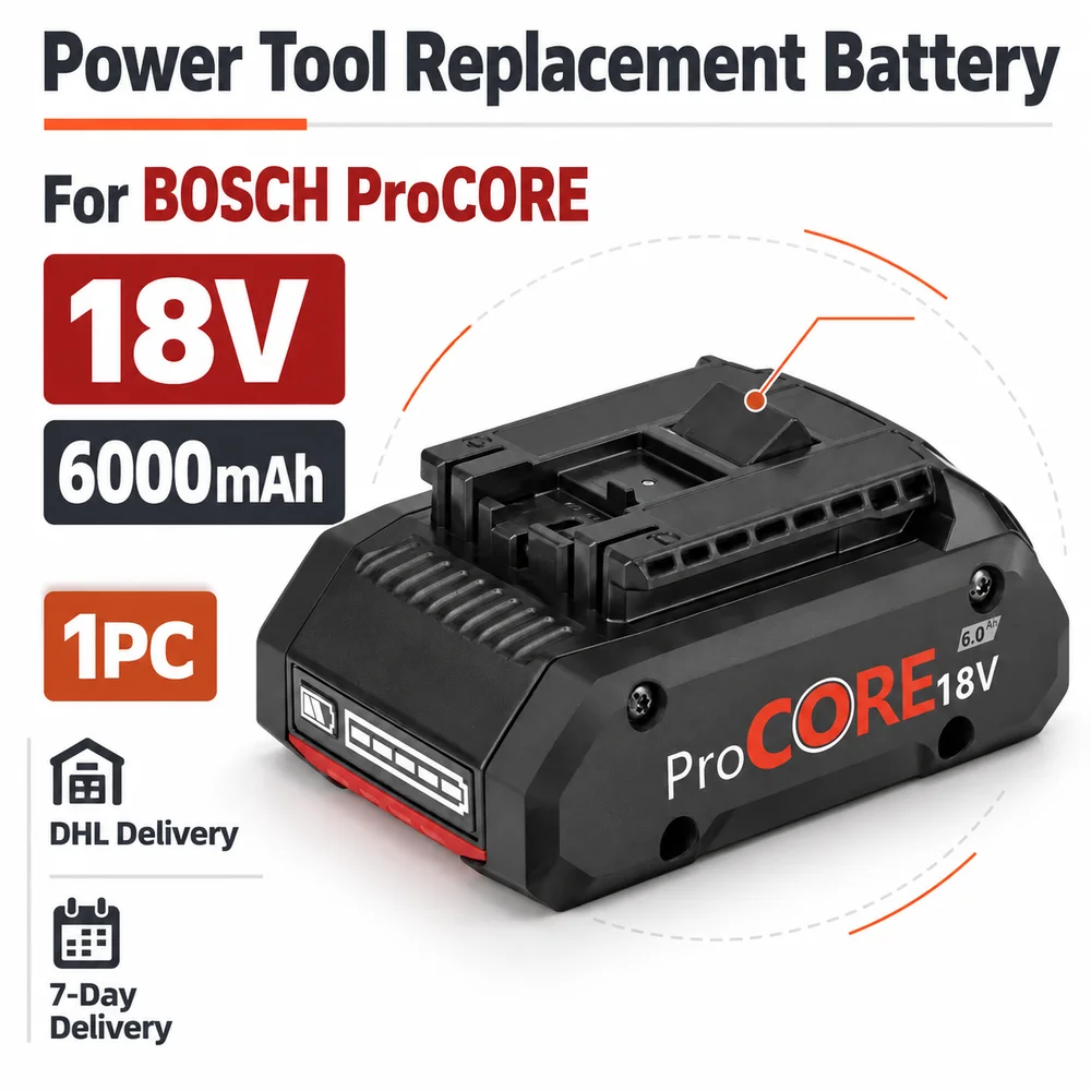 Image of 18V 5000mAh 6000mAh 10000mAh Li-Ion Ersatzakku für Elektrowerkzeuge, Optionen für BOSCH ProCORE 21700 mit 1PC 2PC 3PC 4PC und Ladegerät, GB-PT-18V-5000MAH600-21700