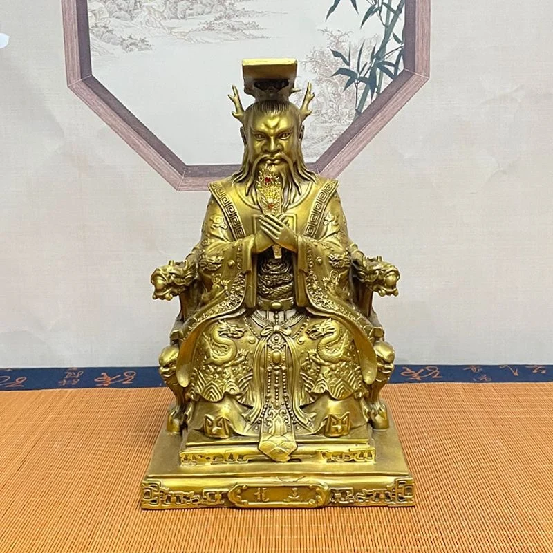 Pure Copper Donghai Dragon King Sitting Bronze Statue Home Furnishing Living Room Ornament