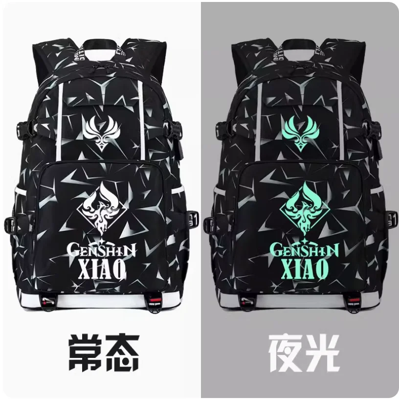 2024 Anime Genshin Impact Xiao Kaedehara Kazuha Zhongli Hutao Schoolbag  Male and Female Students Luminous Backpack Laptop Bag