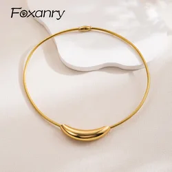 Foxanry 316L Stainless Steel Gold Color Bride Necklace for Women New Trendy Elegant Geometric Handmade Non-fading Jewelry Gifts