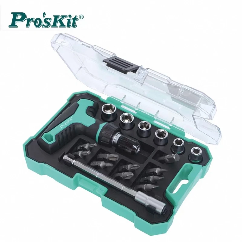 

Professional Baogong 18 in 1 T Handle Mini Ratchet Set with Slotted Phillips Torx Sockets SD 2320M High Quality Durable Tools